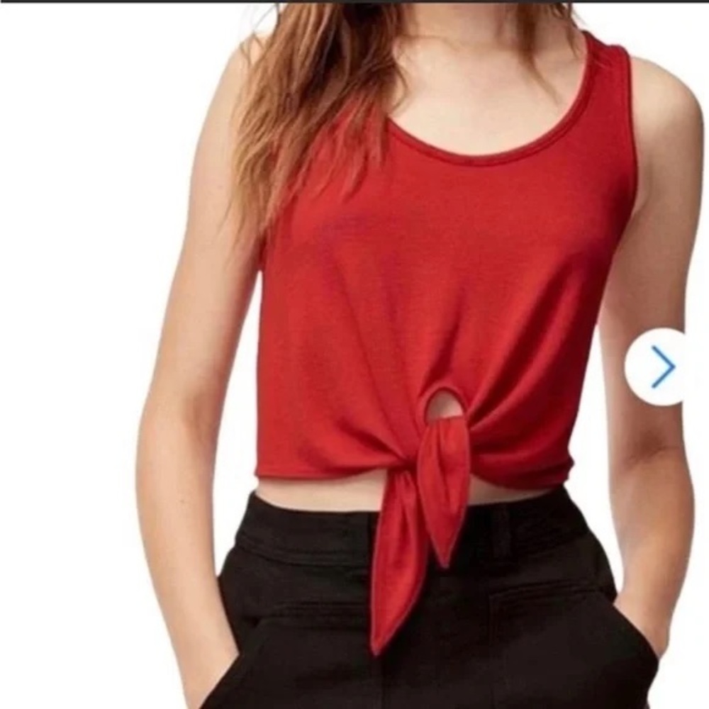 Aritzia Babaton Red Tie Front Cropped Top